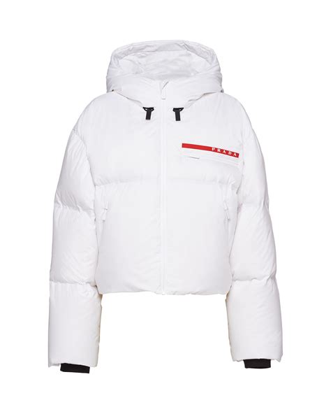 White Light Polyester hooded puffer jacket 